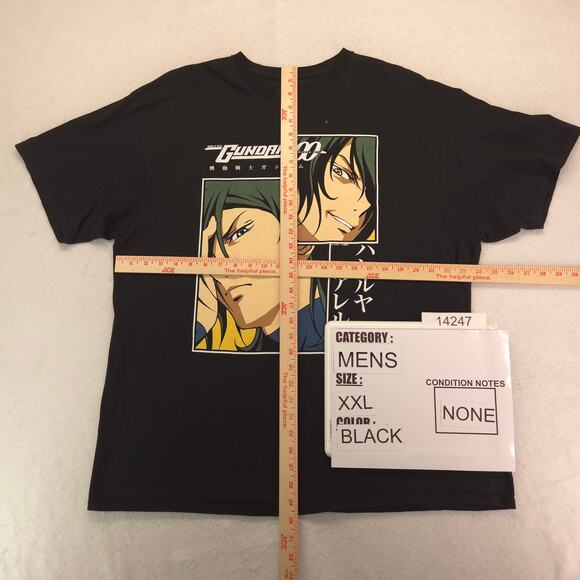 Gundam 00 Anime Graphic Crew Neck Short Sleeve T-Shirt Mens Size 2XL Black - Picture 5 of 9